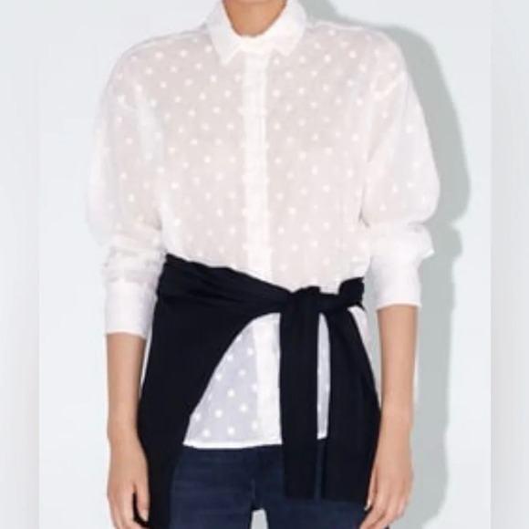 Zara Polka Dot Shirt with Embroidery - Picture 2 of 9
